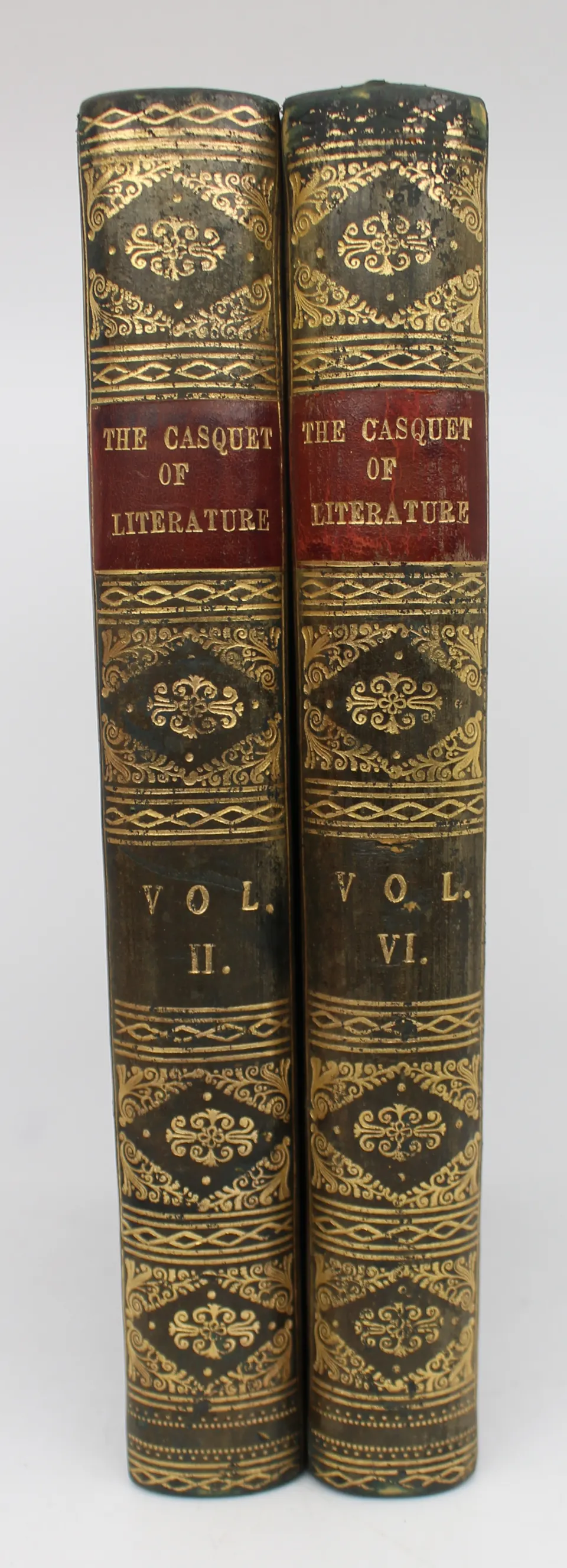 Pair of Antique Leather-Bound Books – The Casquet of Literature, Volumes II & VI