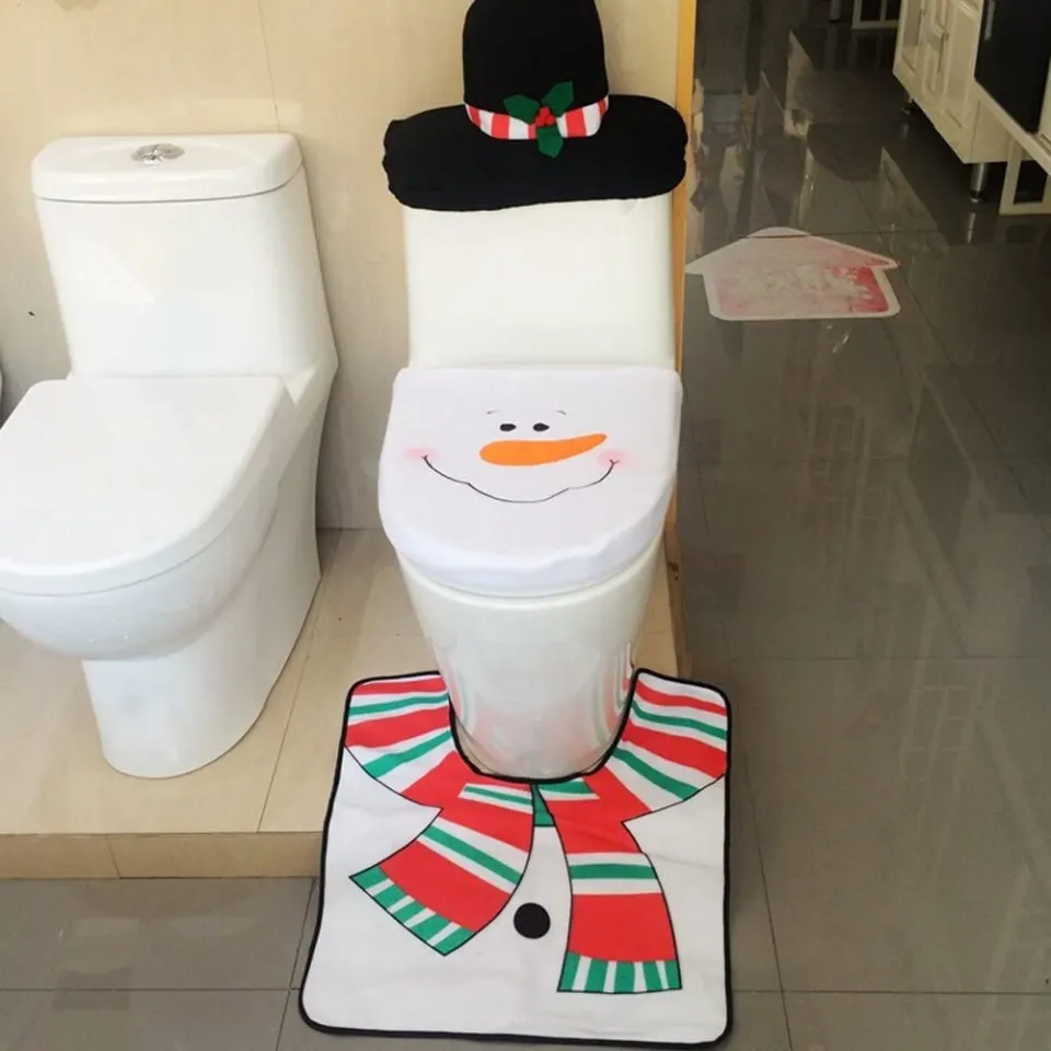 5 x SNOWMAN TOILET SEAT COVER, CISTERN COVER and RUG SET