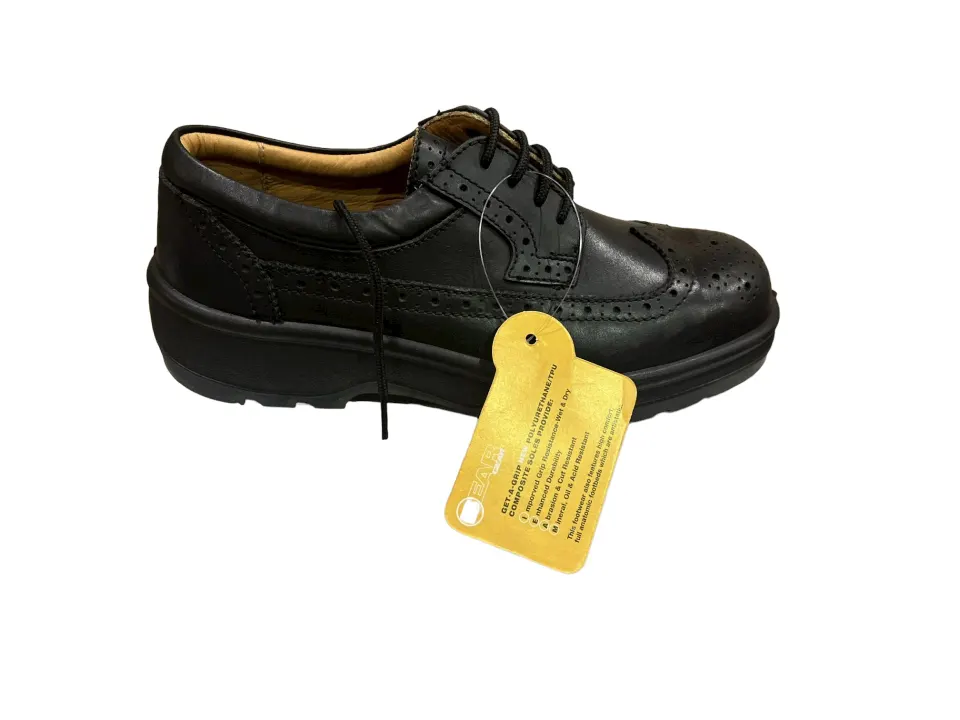 4 x Black Polished Brogue Work Shoes Sizes 6-7 L10c