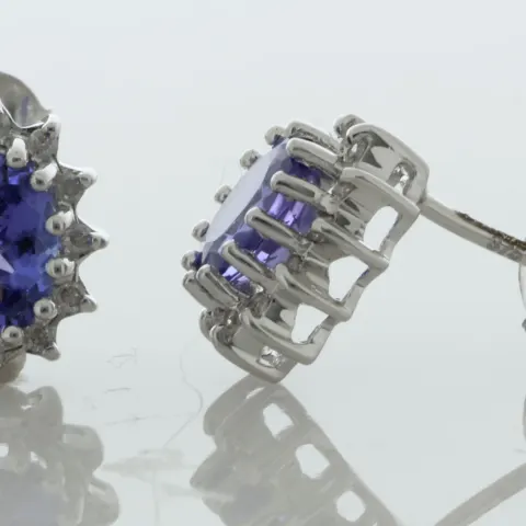 9ct White Gold Diamond And Tanzanite Earring (T0.86) 0.12 Carats