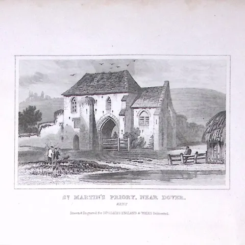 St Martins Priory Dover Antique 180 Years-Old Copper Plate Print-72