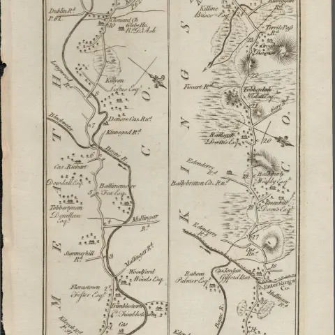 Taylor & Skinner 1777 Ireland Map Trim Philipstown Kilbeggan Tullamore Etc.