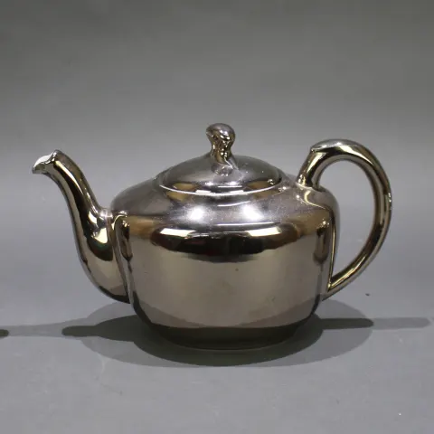 Royal Worcester Platinum Lustre Teapot, Cream Jug & Sugar Pot