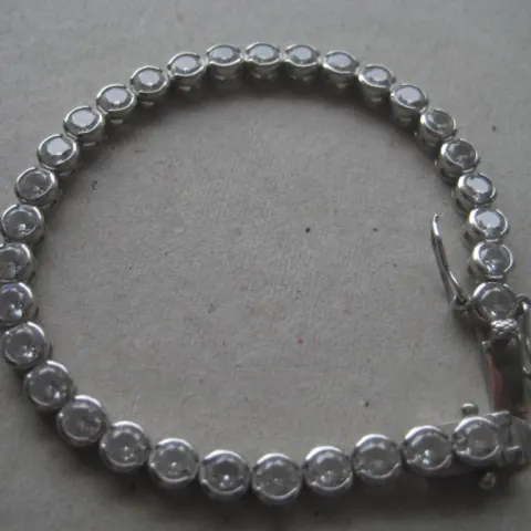 Vintage Sterling Silver Paste Stone Set Tennis Bracelet
