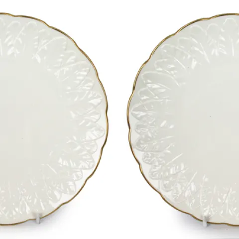Pair of Royal Worcester Fern Leaf Plates