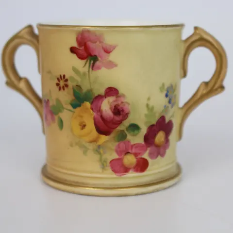 Edwardian Royal Worcester Small Two Handled Blush Cup