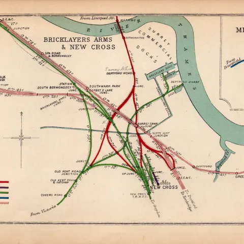 Bricklayers Arms & Kings Cross London Antique Railway Diagram-91.