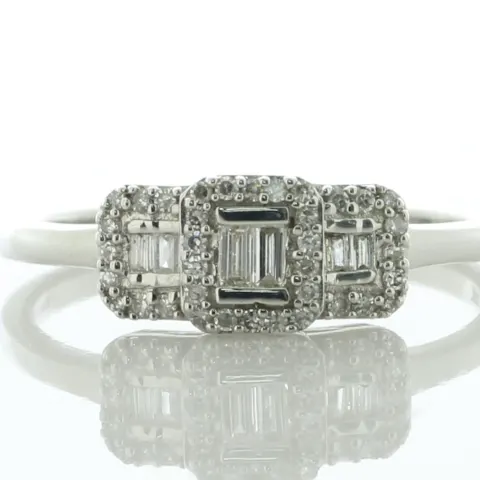 9ct White Gold Three Stone Diamond Ring 0.20 Carats