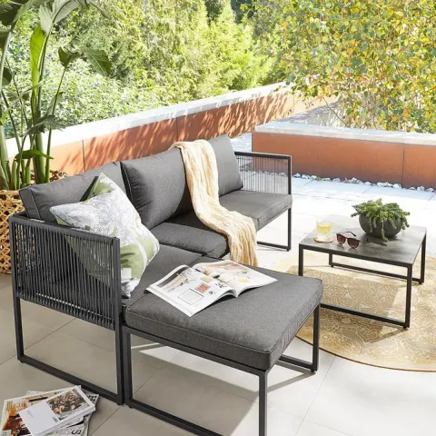 (15/Mez) RRP £399. Seattle Modular Corner Sofa Set Black. Dimensions: (Sofa with Armrest-W58x D58x