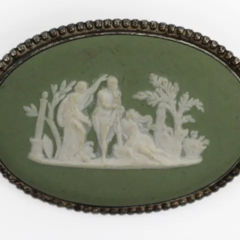 Vintage Wedgwood Green Jasperware Brooch