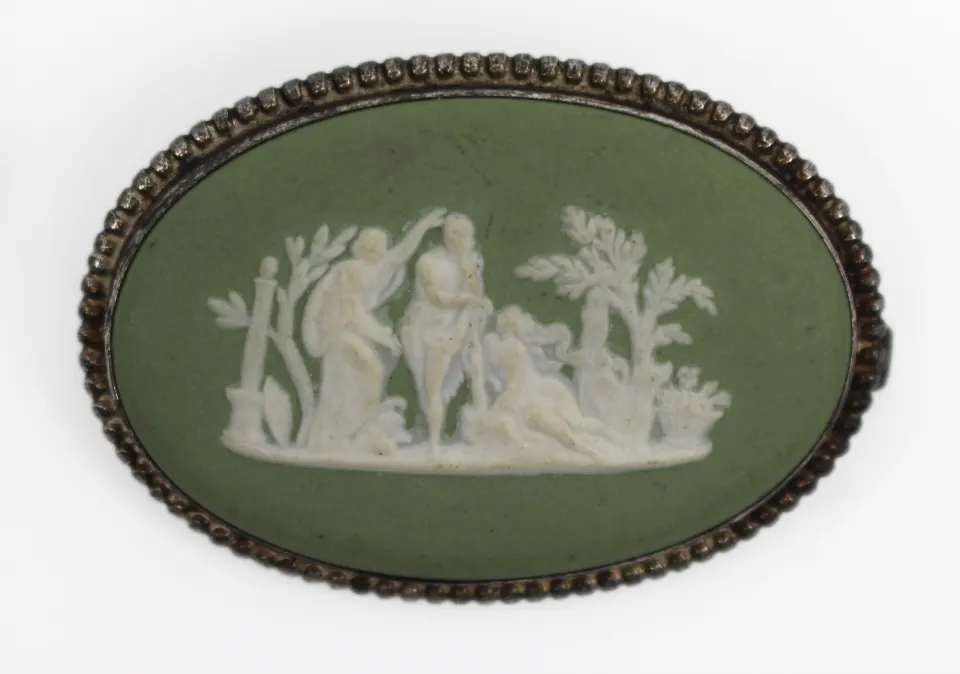 Vintage Wedgwood Green Jasperware Brooch