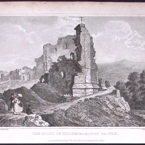 Knaresborough Castle Yorkshire 198 Years-Old Thomas Allen Antique Steel Engraving-23