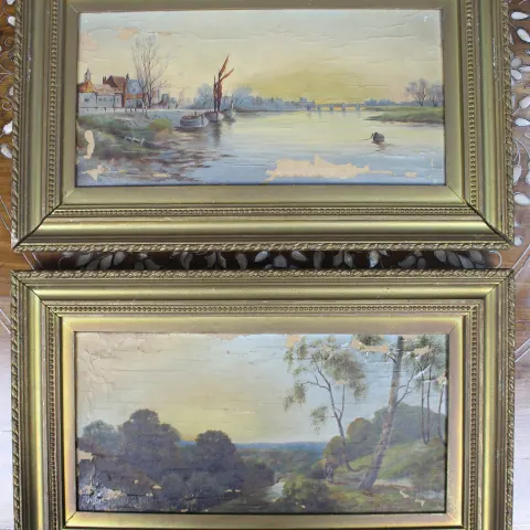 Pair of Victorian Oil-on-Canvas Landscape Paintings, Signed E. Dailey