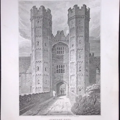 Oxburgh Hall Norfolk 190 Years-Old John Britton Antique Steel Engraving-209
