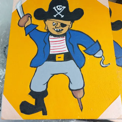 Box of 20 canvas pictures.  Mixed designs, including pirates, cars, etc
