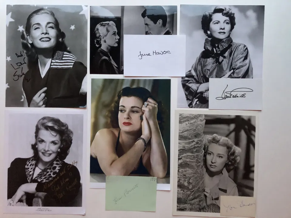 Jane Russell, Lizabeth Scott, June Havoc, Joan Blondell, Joan Fontaine & Joan Bennett signatures