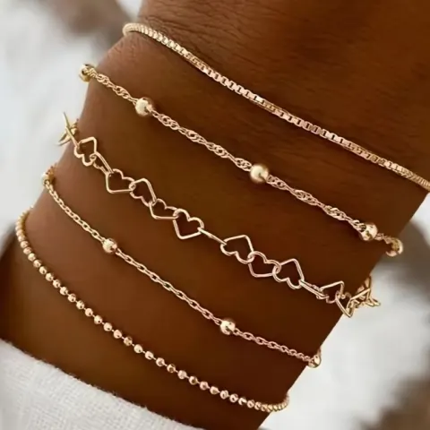 5pcs Minimalist Style Thin Chain Bracelet Set L14a sku-3968