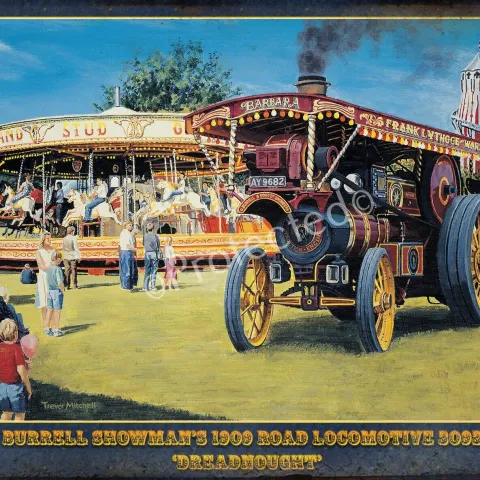 Burrell Showman's Fairground Locomotive 3093 "Dreadnought" Me tal Wall Art