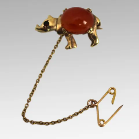 Mid-20th Century 9ct Gold Rhino Brooch
