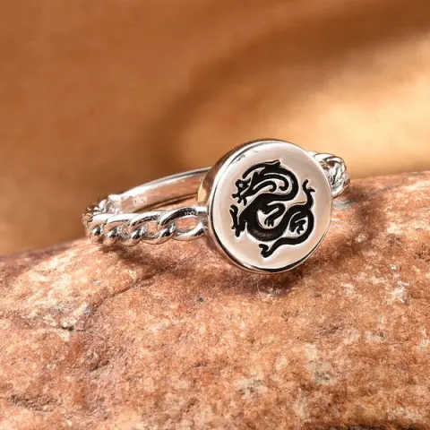 NEW!! Sterling Silver Dragon Signet Ring