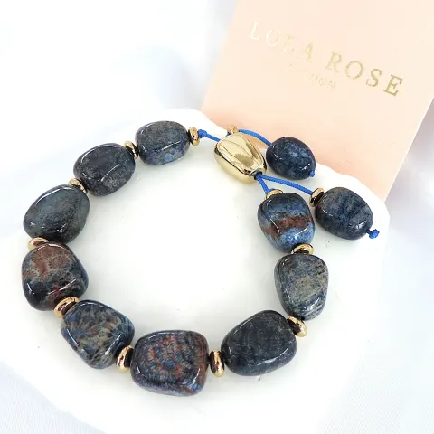 Lola Rose London Chunky Polished Blue Agate Bracelet 'New'
