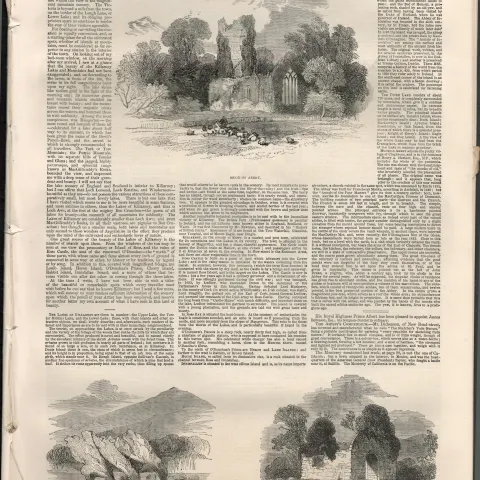 The Lakes of Killarney Tour 1849 Antique Woodgrain Print