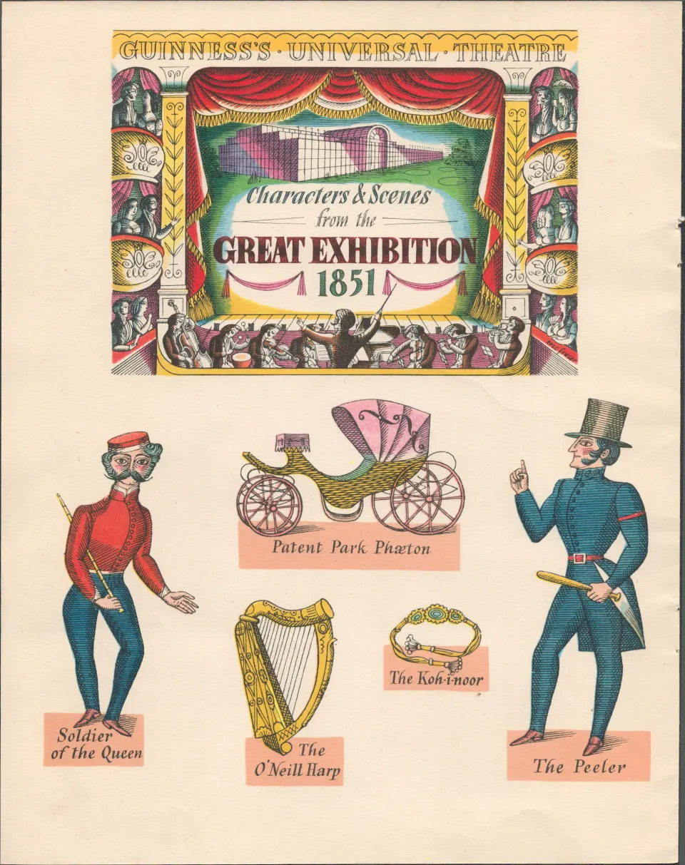 Double Sided Guinness Illustration Page 1951 "The Great Exhibition"A Genuine Double Sided