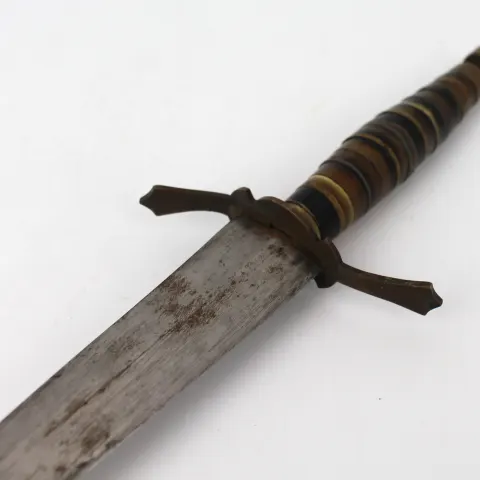 Antique Dagger with Turned Stone & Brass Handle