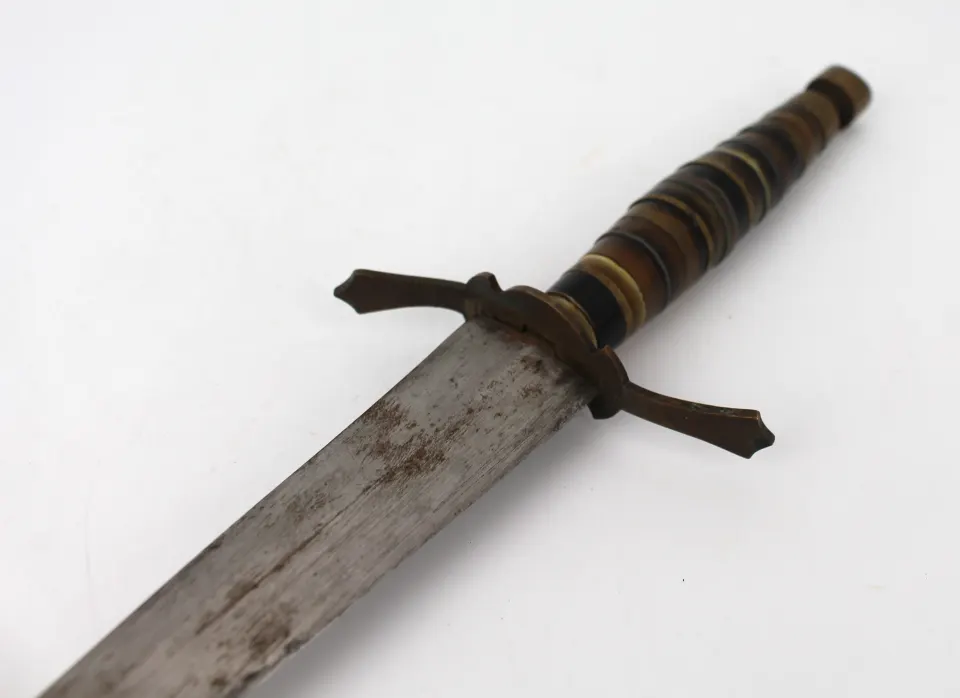 Antique Dagger with Turned Stone & Brass Handle