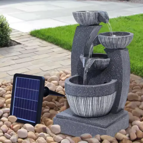 Tranquil Rockery Fountain – Solar Powered Water Feature With LED For Garden & Home