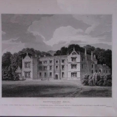 Browsholme Hall Yorkshire 190 Years-Old John Britton Antique Steel Engraving-206