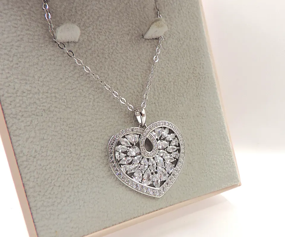 Sterling Silver Gemstone Heart Necklace New With Gift Box