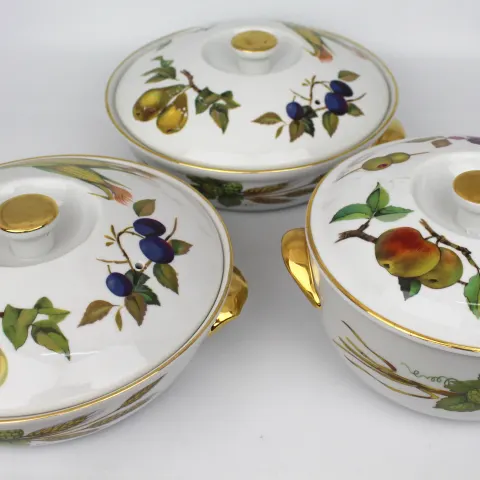 Set of 3 Graduated Royal Worcester Evesham Gold Casserole Dishes