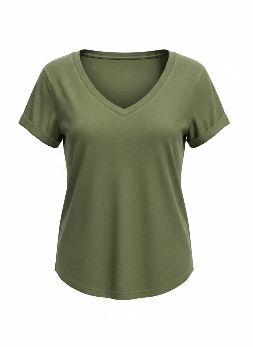 Ladies Green V-Neck Top - M