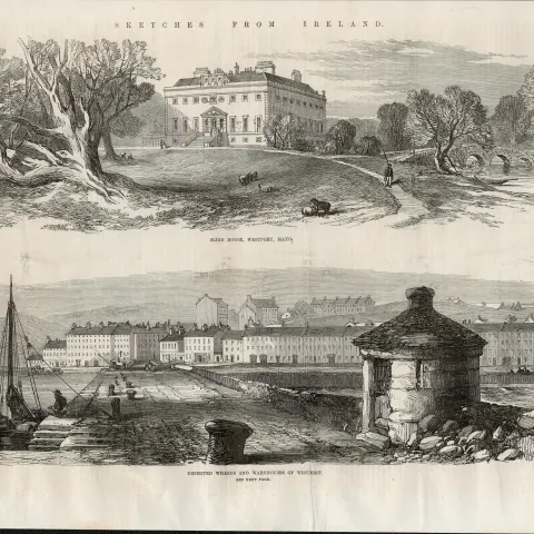 Sligo House Westport Mayo Ireland 1870 Antique Print.
