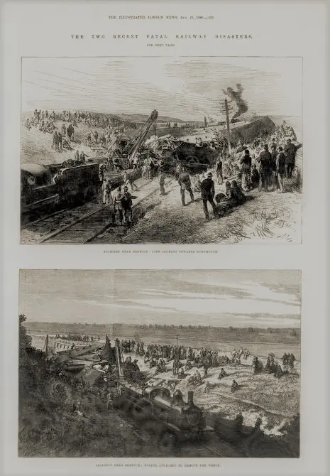 Antique 1880 Railway Train Crash Wennington Berwick Lancaster 