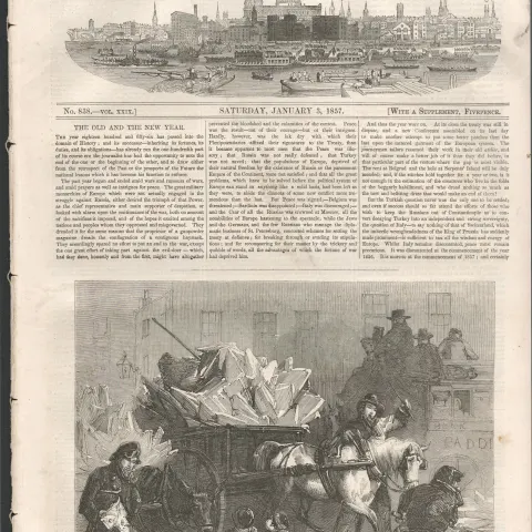 1857 Antique Newspaper  Victorian London Ice-Carts Through the Streets