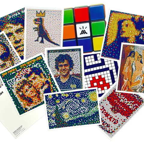 Invader (France b. 1969-) "Rubikcubist" Invasion of MIMA of Brussels 2022, 11 Invader Postcard Kit,