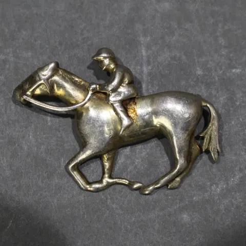 Silver Horse & Jockey Brooch