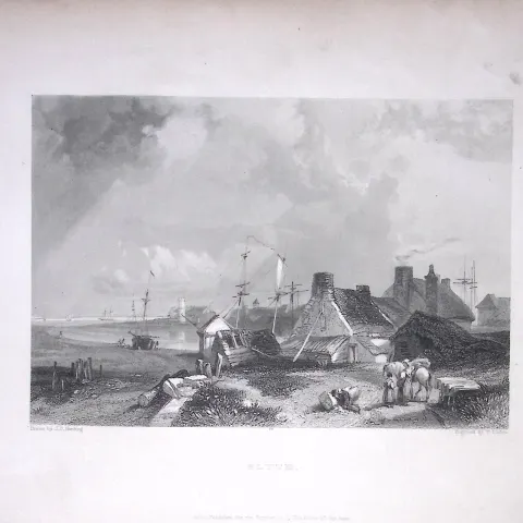 Blyth Northumberland WH Bartlett 1842 Antique Steel Engraving-7-TR