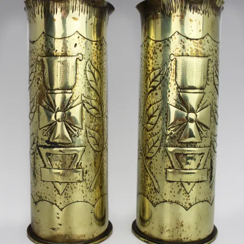 Pair of Decorative WWI Shell Case Vases