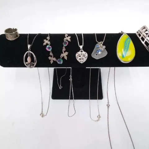 Sterling Silver 925 Bundle x5 Necklaces x1 Bangle x1 Ring 64 Grams