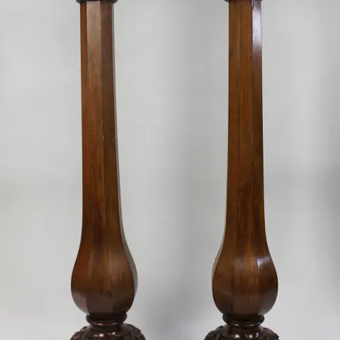 Pair of Early Victorian Carved Mahogany Pedestals
