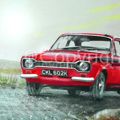 Ford Escort MK1 Mexico Red Nostalgic British Car Metal Wall Art