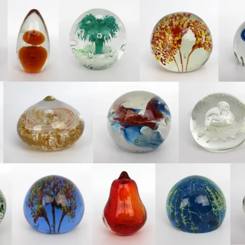 Collection of 15 Vintage Glass Paperweights