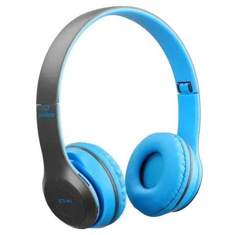 P47 Wireless Game Headset Bluetooth-Compatible 5.0 for Smartphone (BLUE & GREY)