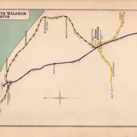 Cromer, North Walsham ,Runton Antique Railway Diagram-153.