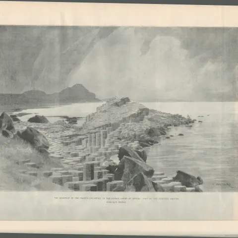 1898 Woodgrain Antique Print The Giant Causeway Ireland