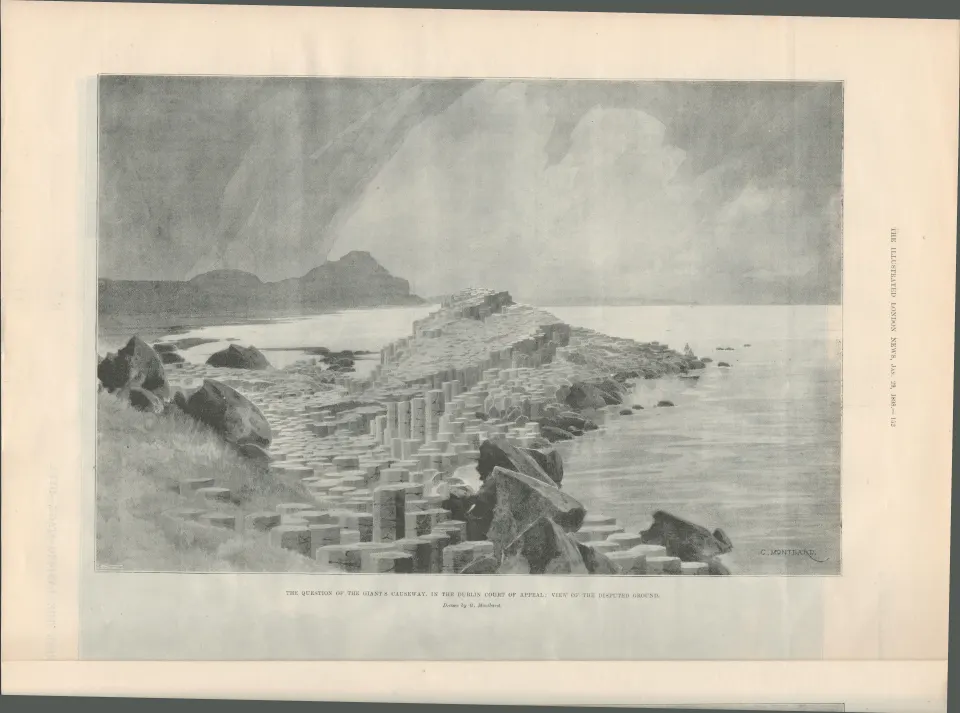 1898 Woodgrain Antique Print The Giant Causeway Ireland