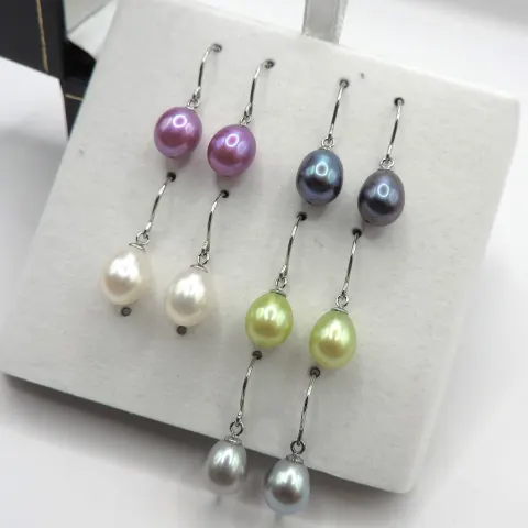 5 Pairs Cultured Pearl Earrings In Sterling Silver 'New'